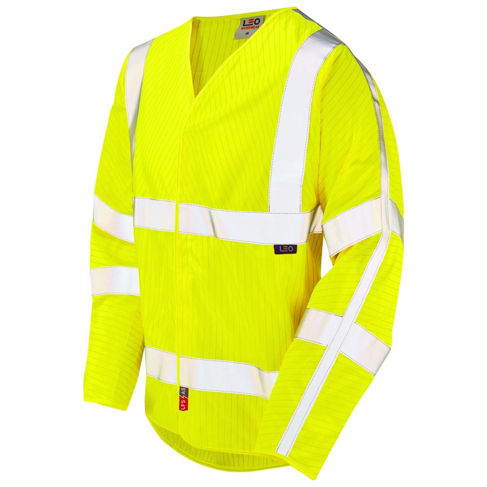 Leo Workwear Meshaw Leo Ecoviz  Lfs/As Sleeved Waistcoat (En 14116 & En 1149) Flame Retardant Hi Vis