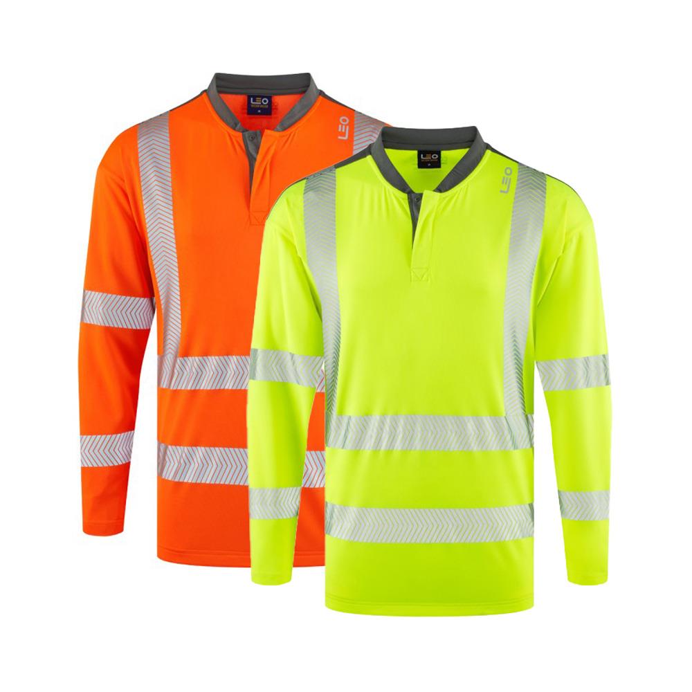 Leo Workwear Watermouth Leo Ecoviz Coolmax High Performance Sleeved T-Shirt Hi Vis