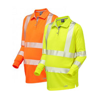Leo Workwear Yarnacott Leo Ecoviz Performance+ Maternity Sleeved Polo Shirt Sustainable Hi Vis