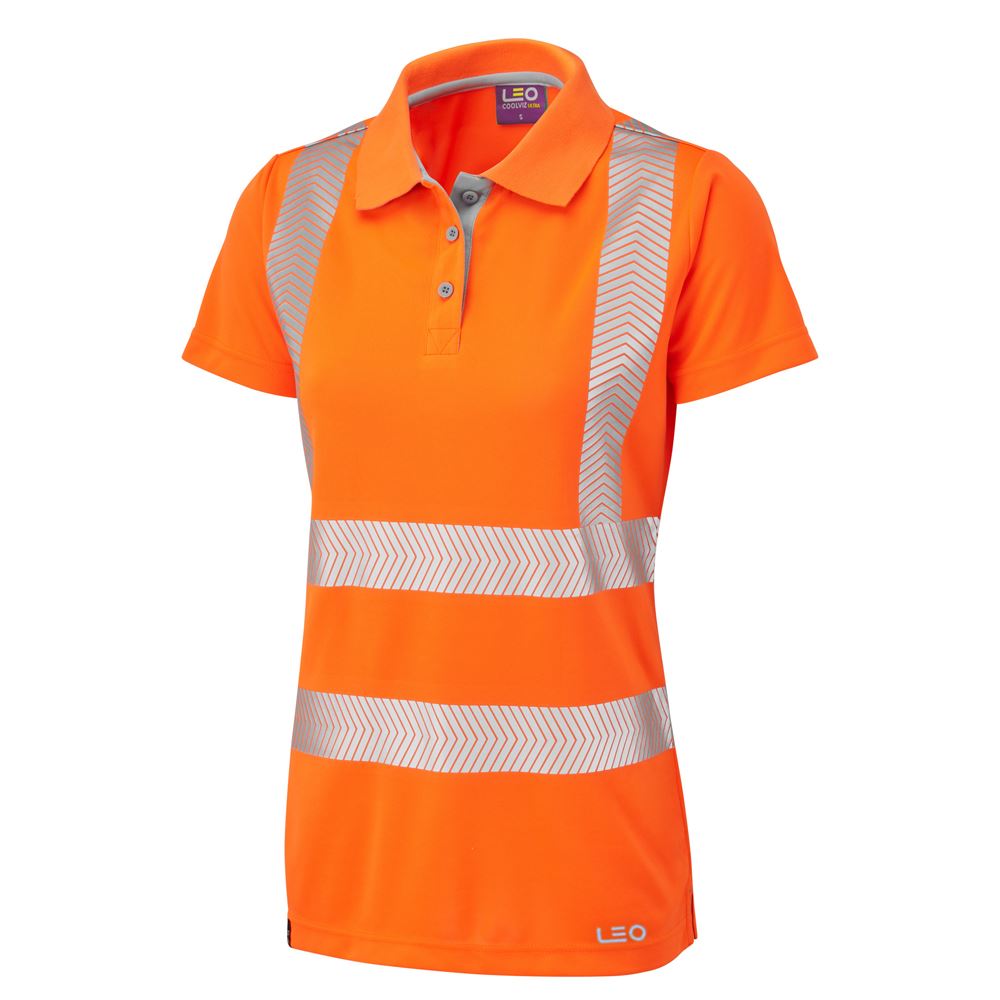 Leo Workwear Pippacott Leo Ecoviz Performance+ Womens Polo Shirt Sustainable Hi Vis