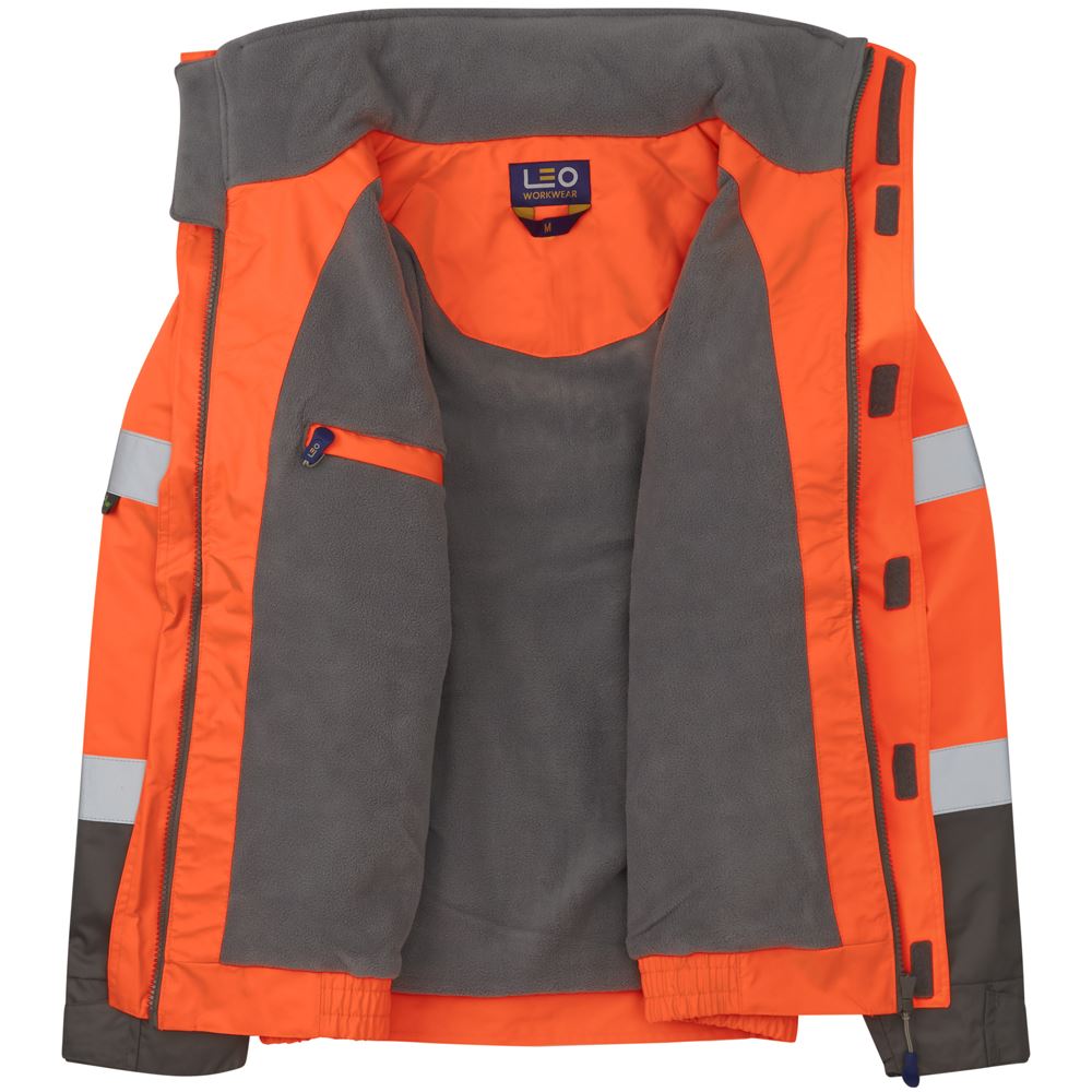 Leo Workwear Bickington Leo Ecoviz 4K Superior Fleece Lined Bomber Jacket Hi Vis