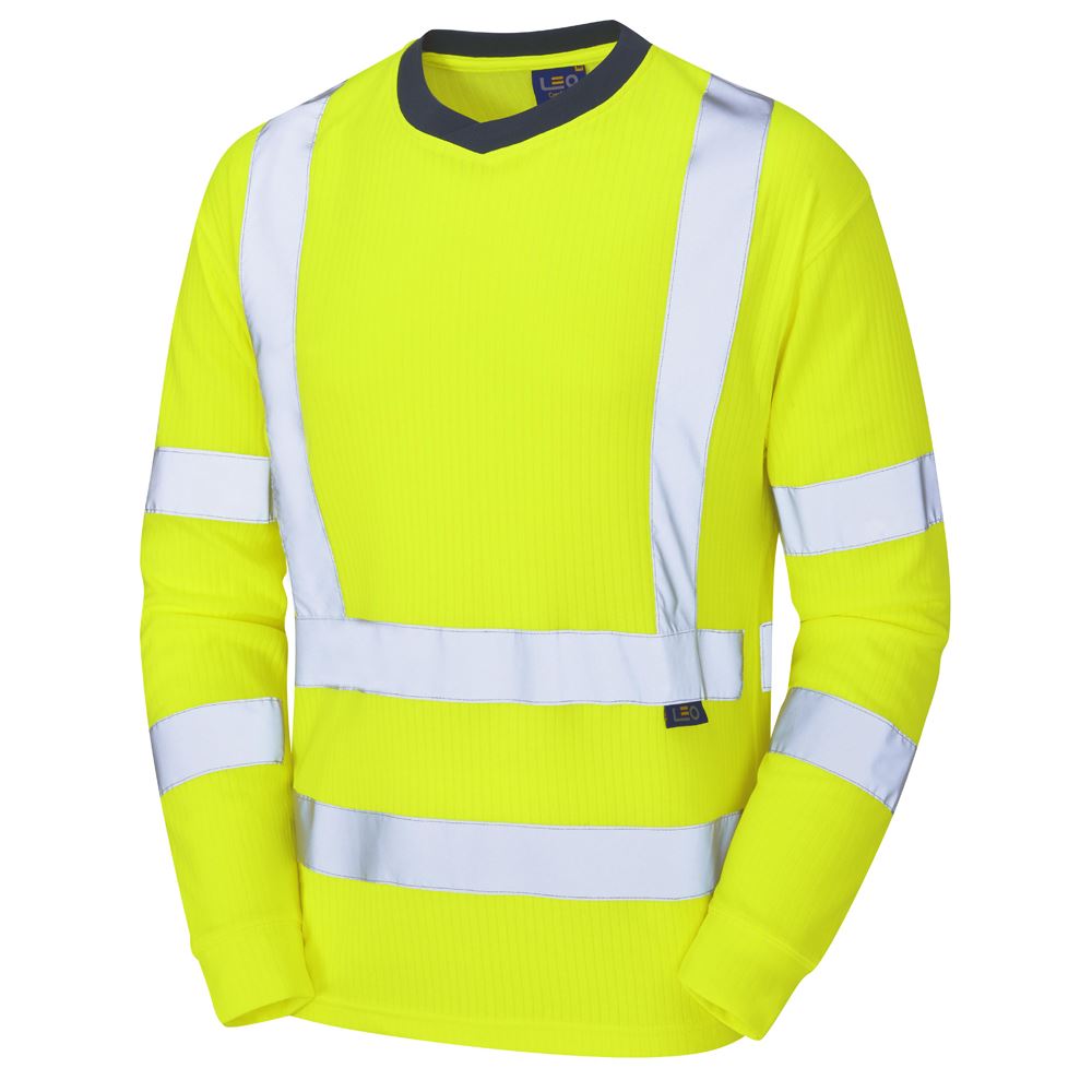 Leo Workwear Riverton Leo Ecoviz Comfort Sleeved T-Shirt Class 3 Hi Vis