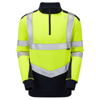 Leo Workwear Tapeley Leo Ecoviz Dual Colour 1/4 Zip Sweatshirt Class 2 Comfort Hi Vis