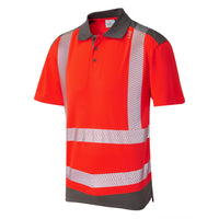 Leo Workwear Peppercombe Leo Ecoviz Performance+ Dual Colour Polo Shirt Hi Vis