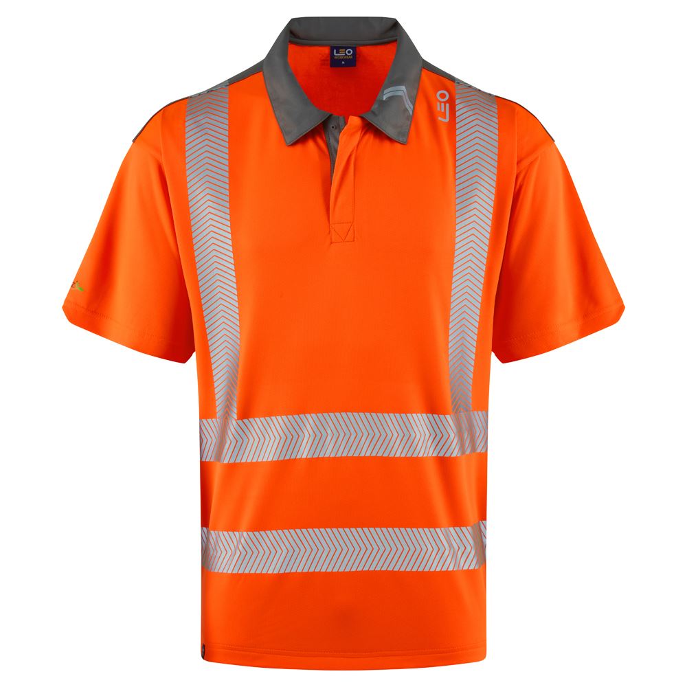 Leo Workwear Trimstone Leo Ecoviz Coolmax High Performance Polo Shirt Hi Vis Railway