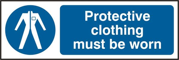 Beeswift Protective Clothing Must Be Worn Self Adhesive Vinyl Sign - 300 x 100mm (5 Pack)