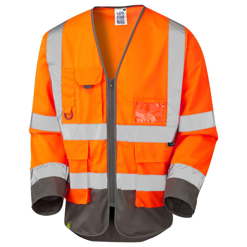 Leo Workwear Wrafton Leo Ecoviz Superior Sleeved Waistcoat Recycled Hi Vis