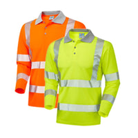Leo Workwear Barricane Leo Ecoviz Performance+ Sleeved Polo Shirt Hi Vis