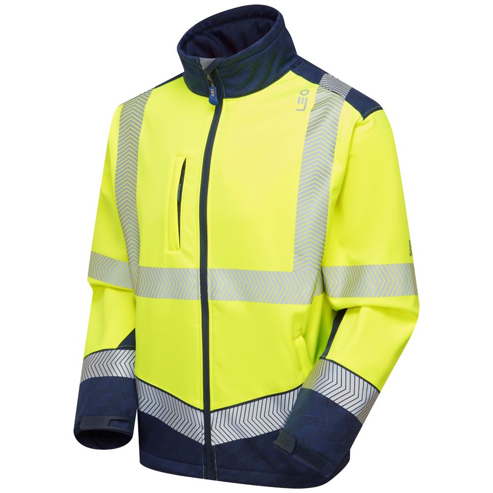 Leo Workwear Bowden Leo Ecoviz Softshell Jacket Hi Vis