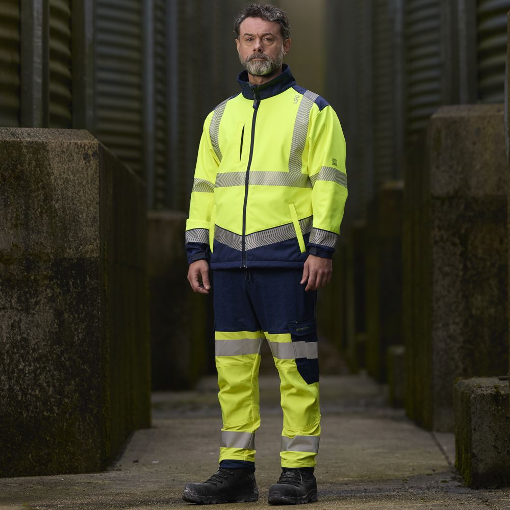 Leo Workwear Bowden Leo Ecoviz Softshell Jacket Hi Vis