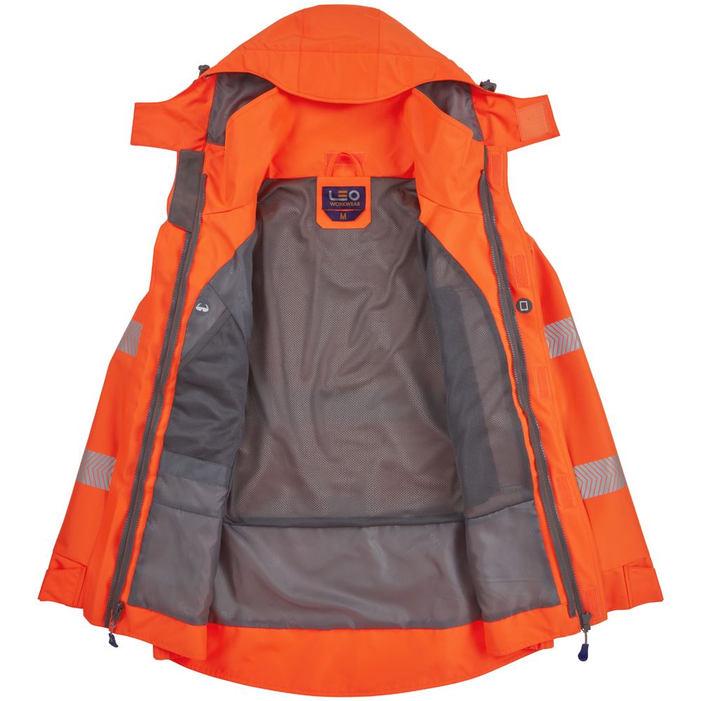 Leo Workwear Dartmoor Leo Ecoviz 15K Performance+ Breathable Bomber Jacket Hi Vis Class 3