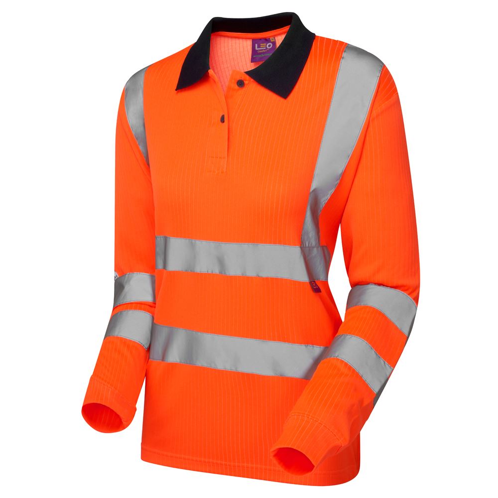 Leo Workwear Beaford Leo Ecoviz Comfort Womens Sleeved Polo Shirt