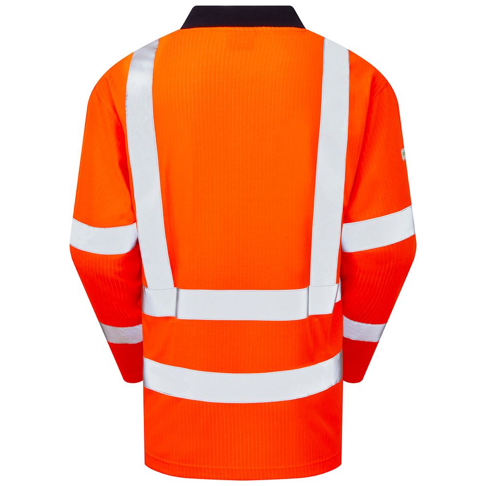Leo Workwear Swimbridge Leo Ecoviz Comfort Sleeved Polo Shirt Hi Vis
