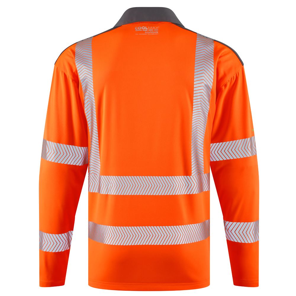 Leo Workwear Georgeham Leo Ecoviz Coolmax High Performance Sleeved Polo Shirt Hi Vis Work Top