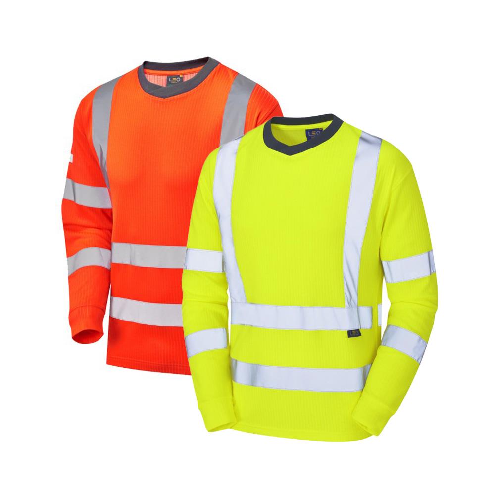 Leo Workwear Riverton Leo Ecoviz Comfort Sleeved T-Shirt Class 3 Hi Vis