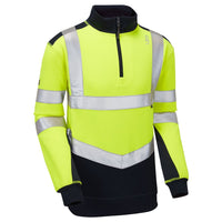 Leo Workwear Tapeley Leo Ecoviz Dual Colour 1/4 Zip Sweatshirt Class 2 Comfort Hi Vis