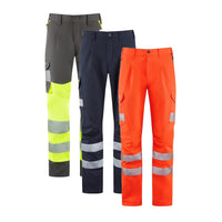 Leo Workwear Winsford Leo Ecoviz Lightweight Polyester Stretch Cargo Trouser Hi Vis Class1