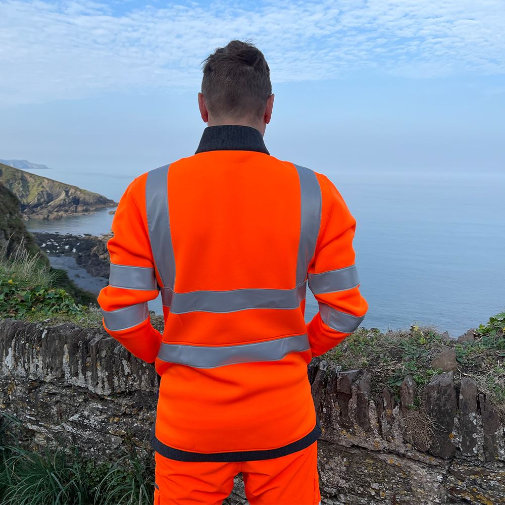 Leo Workwear Arganite Leo Ecoviz Zipped Sweatshirt Hi Vis