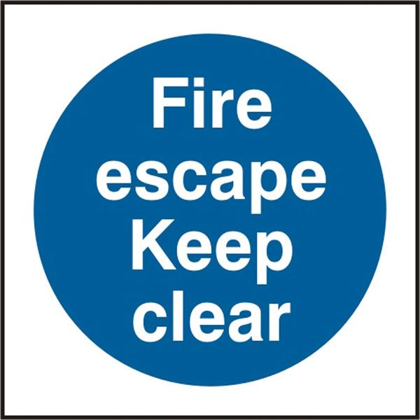 Beeswift Fire Escape Keep Clear Self Adhesive Vinyl Sign - 150 x 150mm (5 Pack)