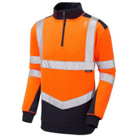 Leo Workwear Tapeley Leo Ecoviz Dual Colour 1/4 Zip Sweatshirt Class 2 Comfort Hi Vis