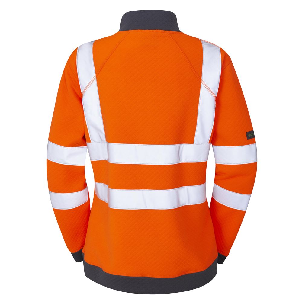 Leo Workwear Elberry Leo Ecoviz Womens 1/4 Zip Sweatshirt Recycled Hi Vis