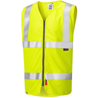 Leo Workwear Jacobstowe Leo Ecoviz Lfs/As Zip Waistcoat (En 14116 & En 1149) Hi Vis Flame Retardant