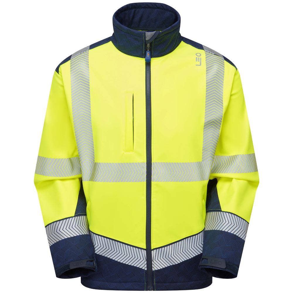 Leo Workwear Bowden Leo Ecoviz Softshell Jacket Hi Vis