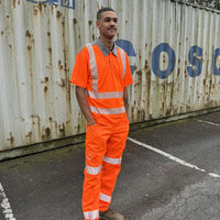Leo Workwear Trimstone Leo Ecoviz Coolmax High Performance Polo Shirt Hi Vis Railway