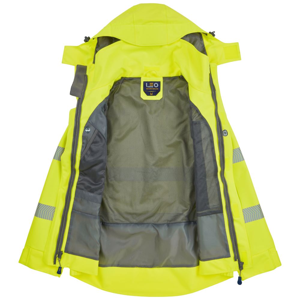 Leo Workwear Dartmoor Leo Ecoviz 15K Performance+ Breathable Bomber Jacket Hi Vis Class 3