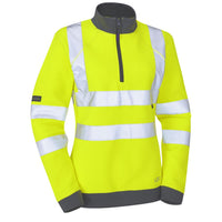 Leo Workwear Elberry Leo Ecoviz Womens 1/4 Zip Sweatshirt Recycled Hi Vis