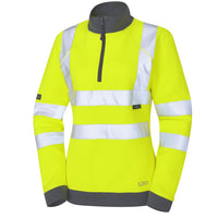Leo Workwear Elberry Leo Ecoviz Womens 1/4 Zip Sweatshirt Recycled Hi Vis