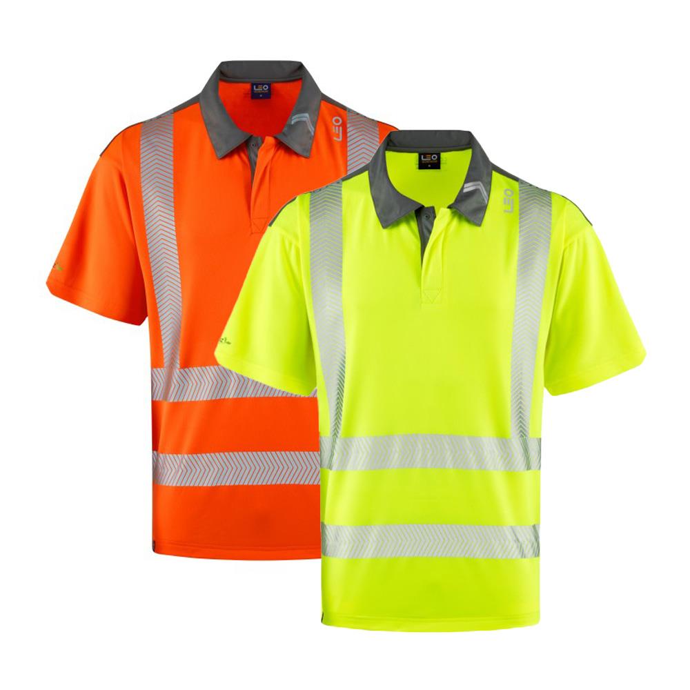 Leo Workwear Trimstone Leo Ecoviz Coolmax High Performance Polo Shirt Hi Vis Railway