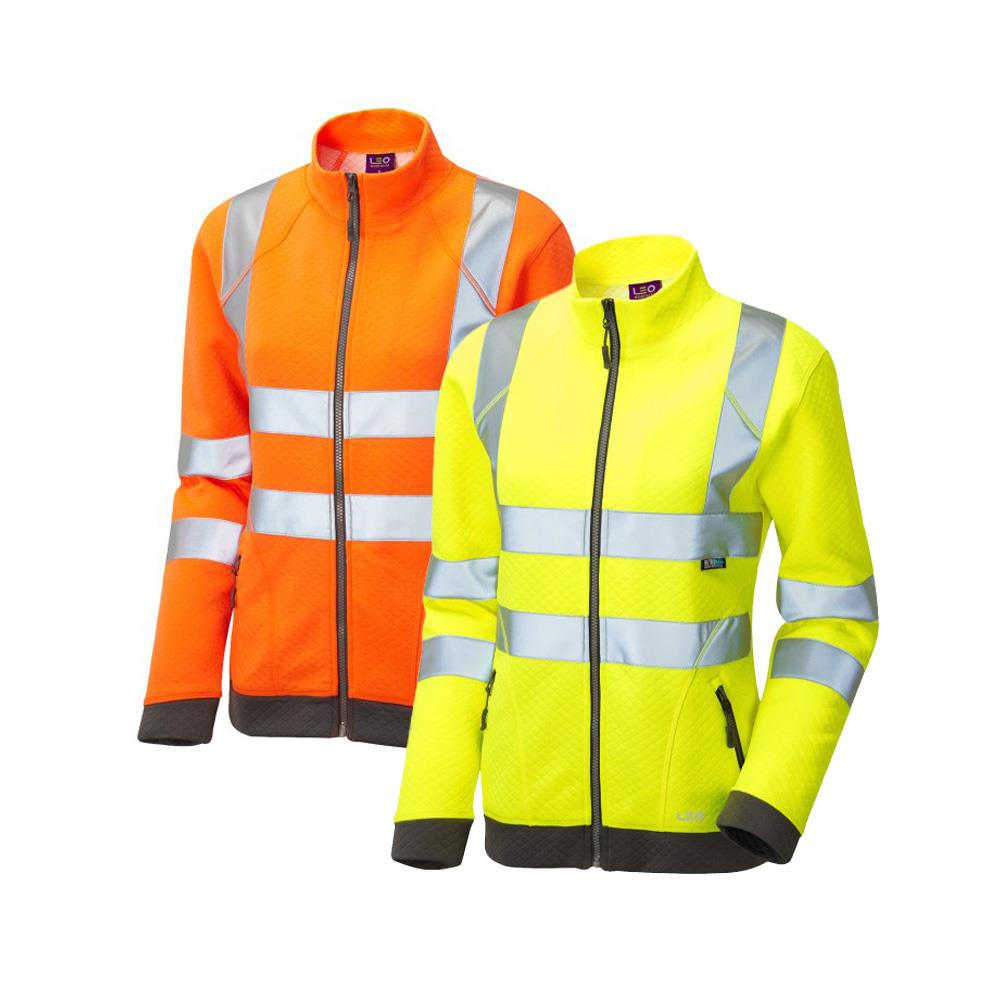 Leo Workwear Hollicombe Leo Ecoviz Womens Zipped Sweatshirt Hi Vis Recycled