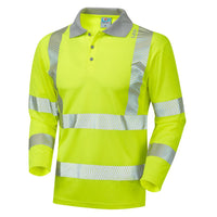 Leo Workwear Barricane Leo Ecoviz Performance+ Sleeved Polo Shirt Hi Vis