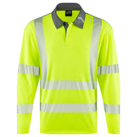 Leo Workwear Georgeham Leo Ecoviz Coolmax High Performance Sleeved Polo Shirt Hi Vis Work Top