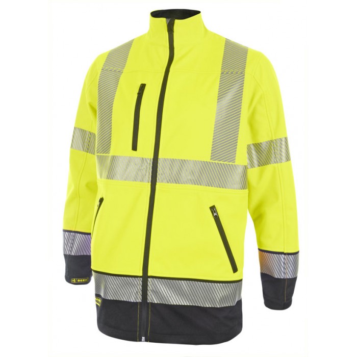 HIVIS TWO TONE SOFTSHELL SAT YELL/NVY 