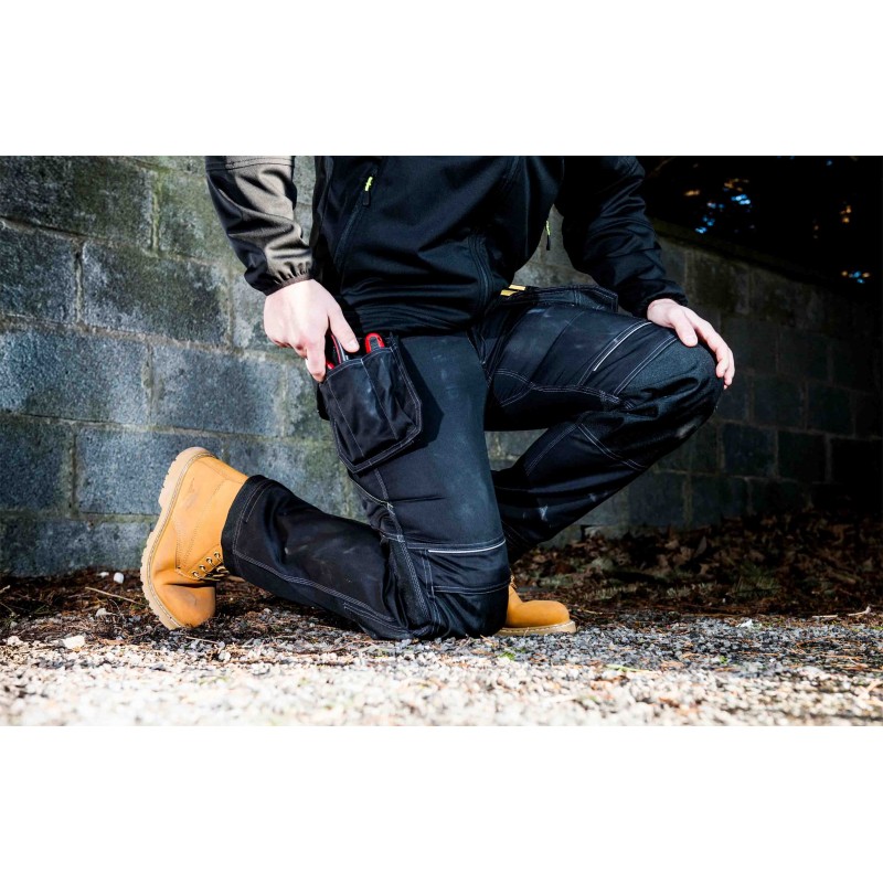 DeWalt Memphis Regular Fit Stretch Holster Pocket Work Trousers Black/Grey  | eBay