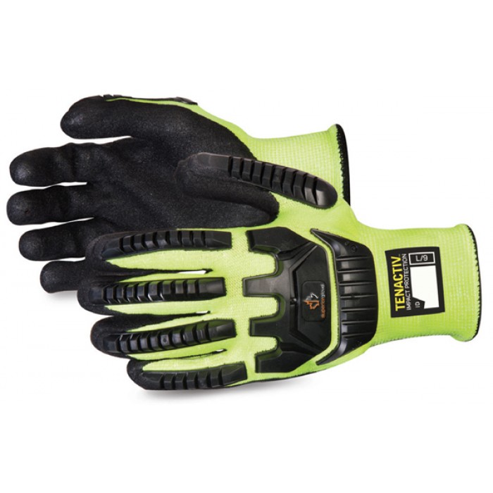 TenActiv Anti-Impact Hi-Viz Gloves made with Black widow Grip Micropore Nitrile 